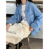 Elegant Double Pocket Polo Collar Casual Shirt All Matching Bandage Dress Shirt